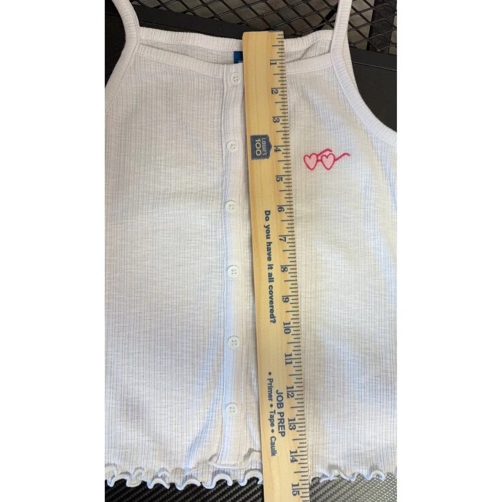 Old Navy Girls Rib-Knit Cami Tank Top 2-Pack Pink White Button Front Size L 10